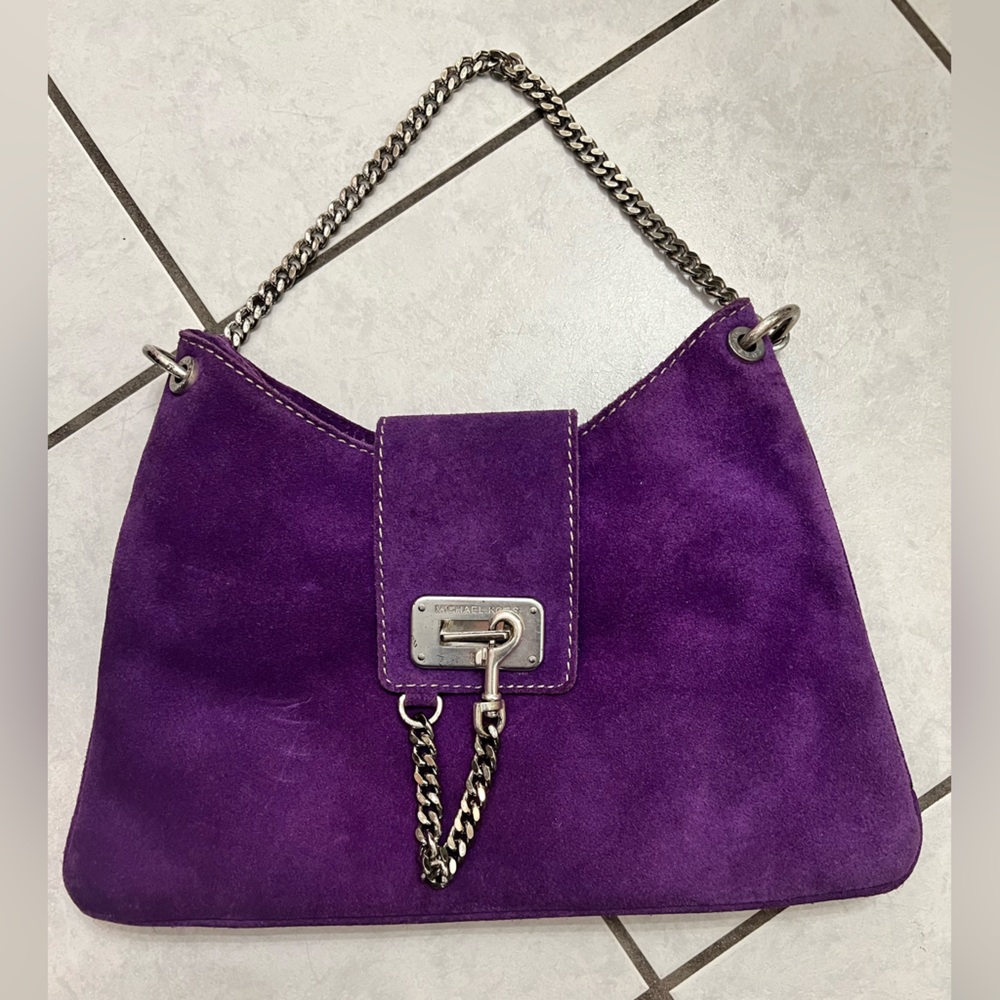 Michael Kors Purple Suede Shoulder Bag
